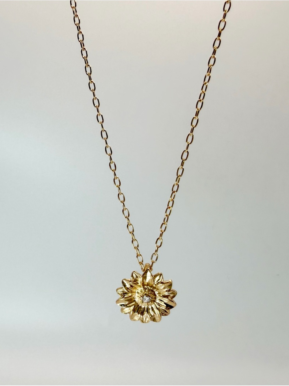 Gold Sunflower Charm Necklace - Classic Floral Pendant